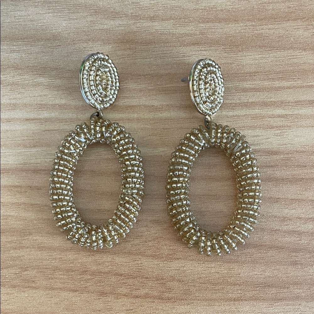 BaubleBar Gold Textured Oval Drop Earrings